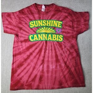 Colortone Sunshine Cannabis Mens L Maroon Tie Dye Graphic T-Shirt Free The Plant